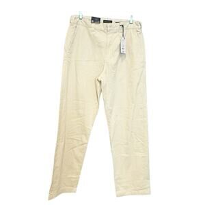 Piombo Men's High Rise Stretch Cotton Trousers Pant Straight Leg Beige 36 NWT